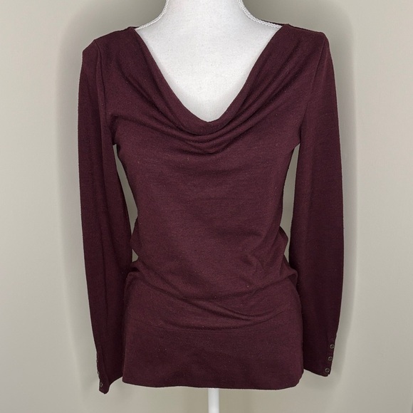 Ann Taylor Loft Burgundy L/S Cowl Neck Pullover. Small - Picture 1 of 10